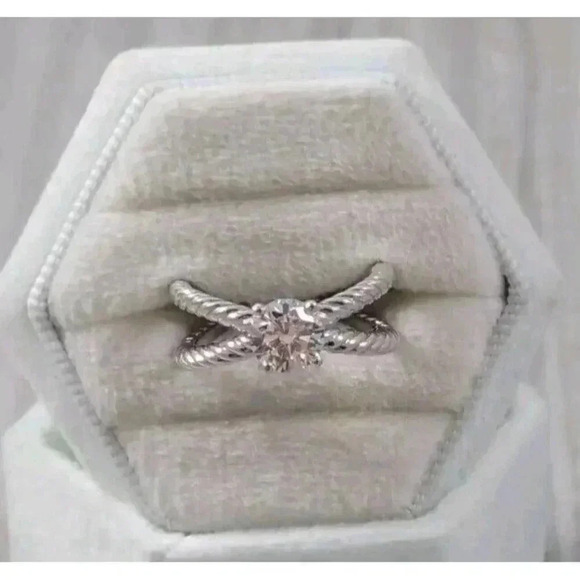 David Yurman Platinum Crossover Cable 1.00ct GIA Round Diamond Engagement Ring - Picture 9 of 12